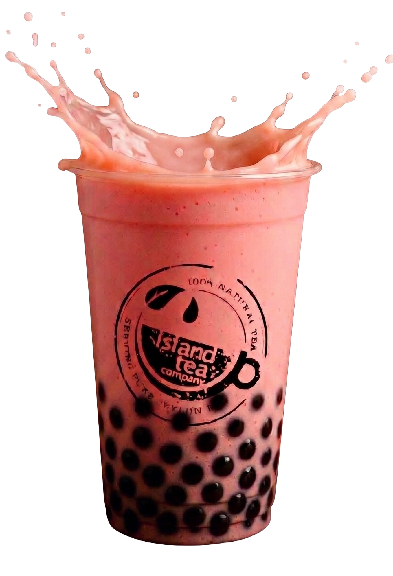 Iced boba tea in a clear plastic cup